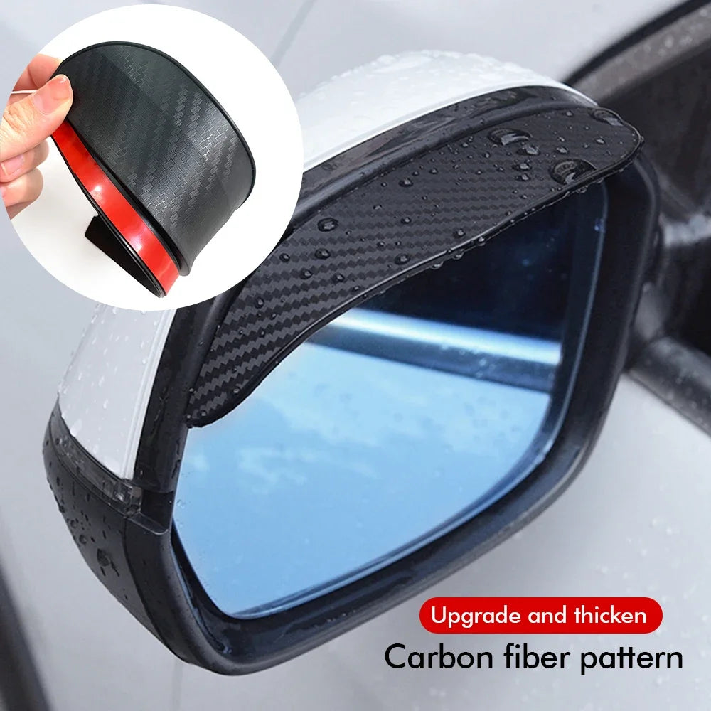2/4Pcs Carbon Fiber Car Rearview Mirror Rain Shield Eyebrow Flexible Rearview Mirror Rain Shield Protector Eyebrow Rain Cover