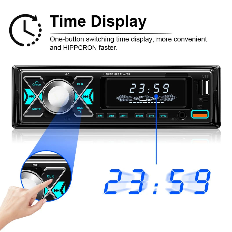 Car 1 din Radio Audio Stereo MP3 Player Bluetooth Multimedia Digital Stereos For Car Universal Colorful With Aux Input USB