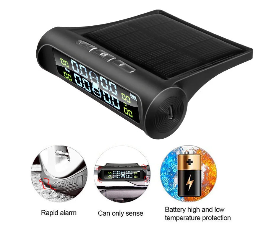 E-ACE K01 TPMS solar sensor intelligence  Wireless Tire Pressure Monitoring System  Auto Security Alarm Device With 4 sensors