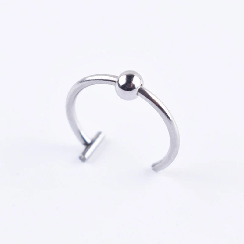 New Punk 8/10mm Titanium Steel Lip Rings Cuff Clip on Fake Labret Piercing Ear Nose Hoops Unisex Women Septum Body Jewelry