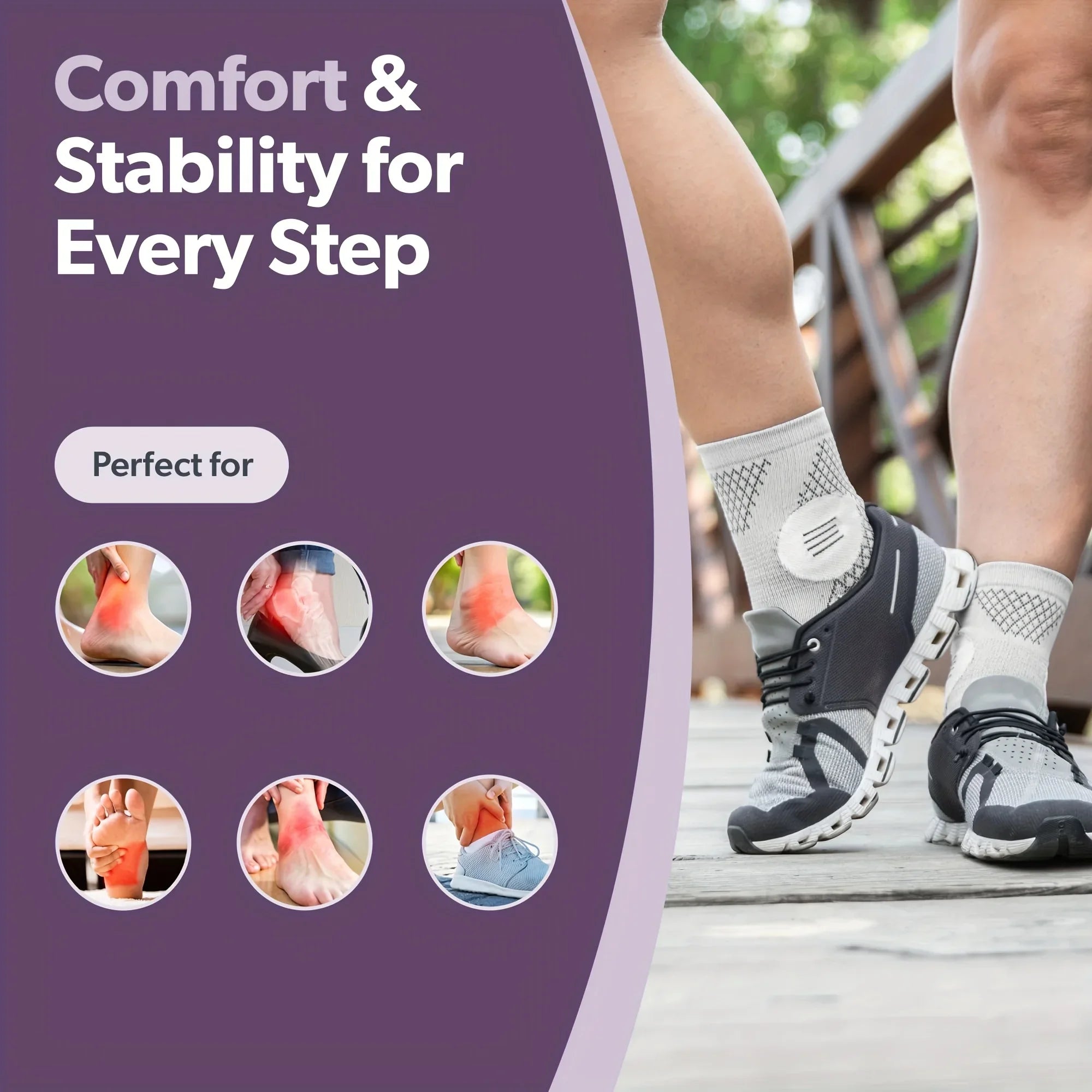 1Pair Compression Socks,Compression Foot Sleeves with Arch And Support,Open-Toe Design Neuropathy Socks