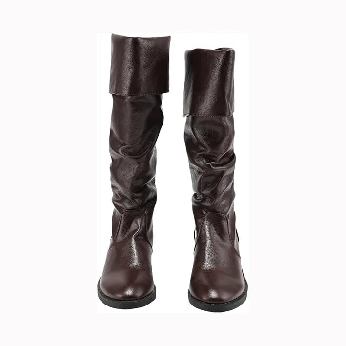 Renaissance Medieval Viking Pirate Boots Western-style Black Knight Boots Flat Jazz Boots Unisex Mid-calf Gothic Cosplay Boots