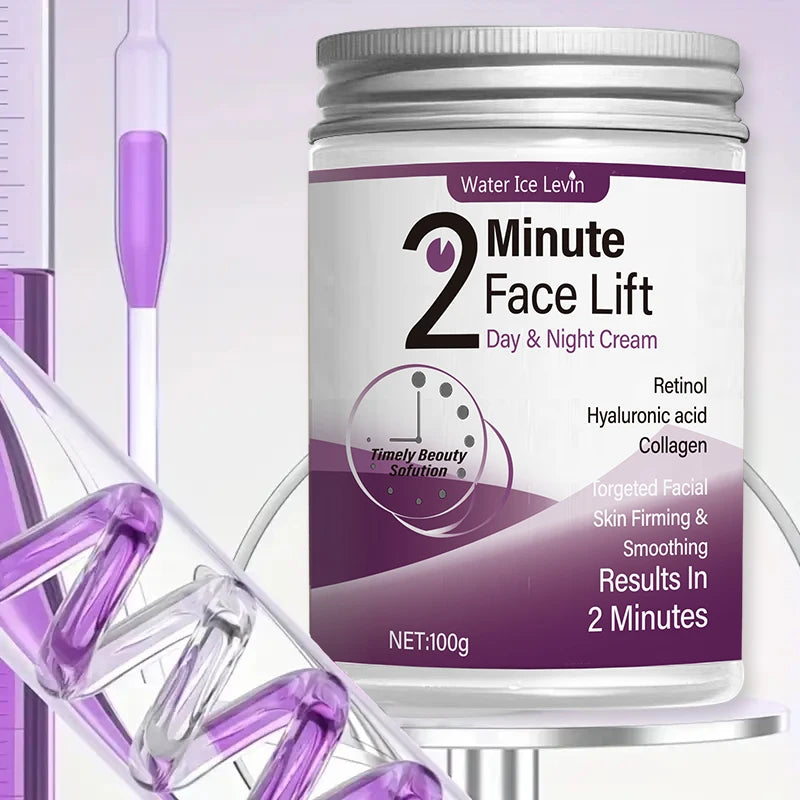 2-Minute Facial Lift Day & Night Cream with Retinol, Hyaluronic Acid & Collagen - Moisturizing Lotion Suitable for All Light Skin Tones, Fragrance-Free, Absorbs in 2 Minutes