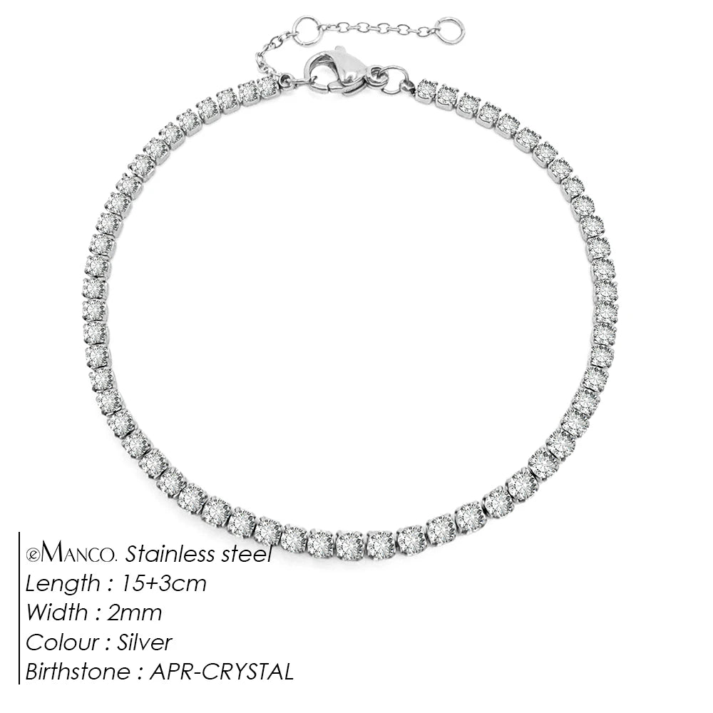 EManco Stainless Steel Women's Zirconia Tennis Bracelet Classic Bridal Accessories Wholesale