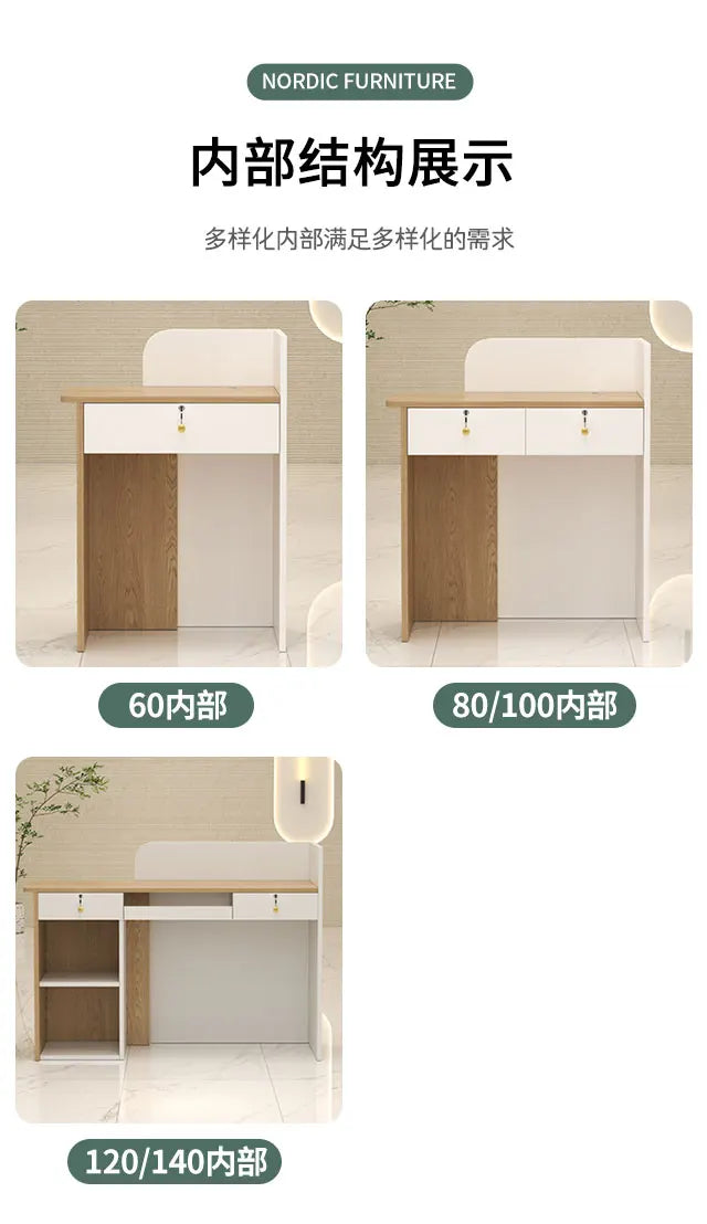 Customized Glamour Desk Table Trendy Aesthetic European Storage Reception Desk Elegant Classic Rezeptionstheke Office Furniture