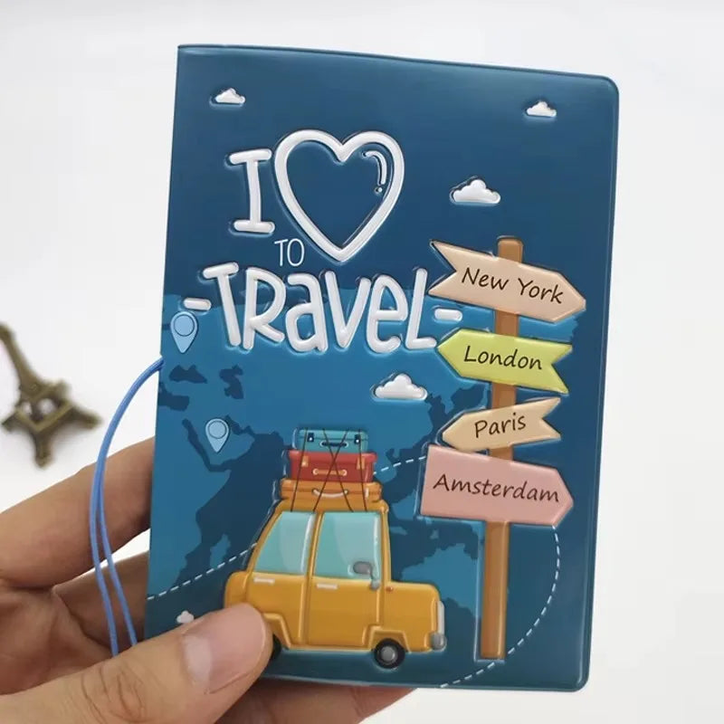 Fashion Emboss Women's Passport Cover Print Girls Boys ID Card Holder Travel Ticket Passport Case Drop Shipping