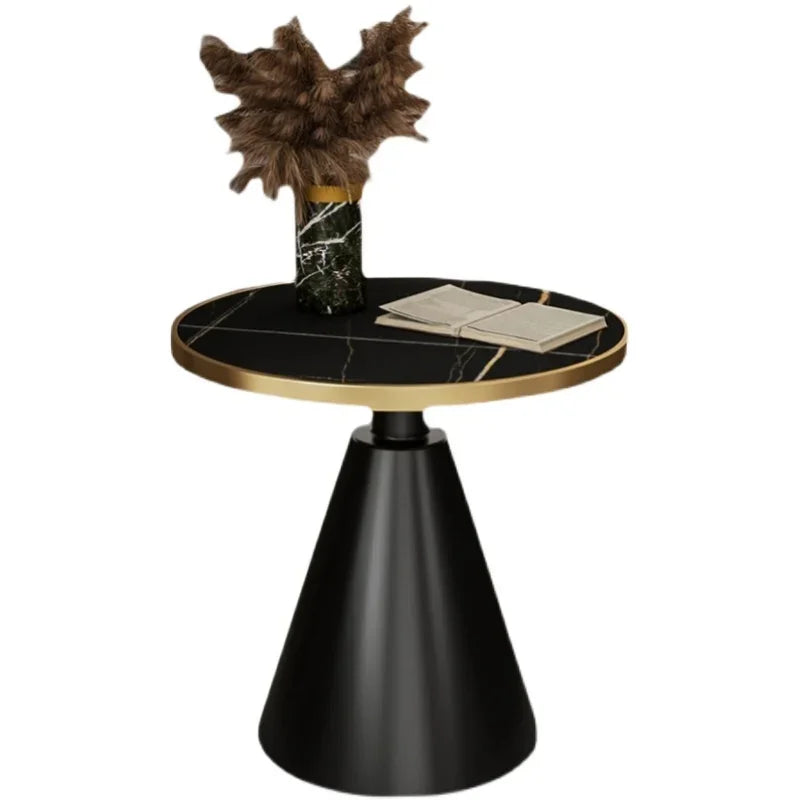 Luxury Round Side Table with Marble Top and Metal Base Modern End Table for Small Space Living Room Bedroom Hotel Use