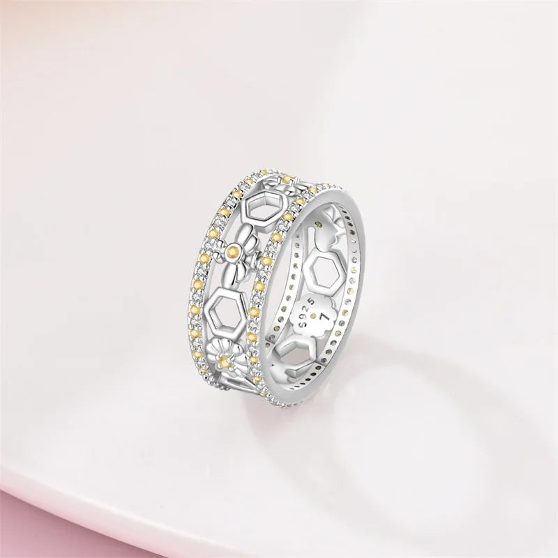 Rings For Women 925 Silver Size 6-9 Ocean Flower Sun Butterfly Heart Hollow Ring Fit For Engagement Weddings Fine Jewelry Gifts