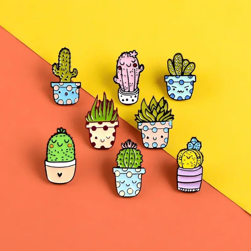 Cactus cactus balls succulent Enamel Pin Brooch Cartoon Women Men Denim Jackets Lapel Pins Backpack Badges Kids Fashion Jewelry