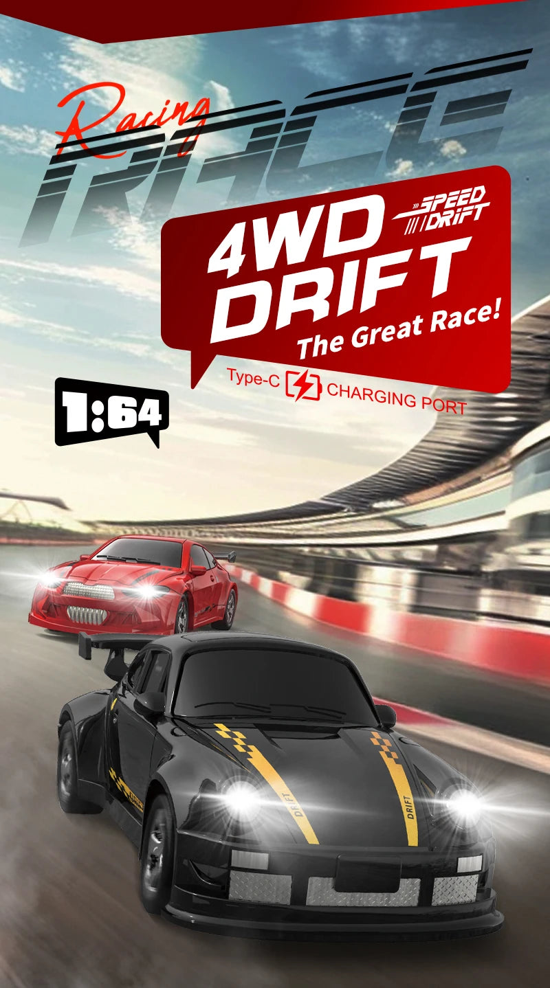 KF20 1/64 High Speed Drift RC Car 2.4G 4WD Remote Control Desktop Mini GTR Racing Model Cars for Boys Kids Toy Gift