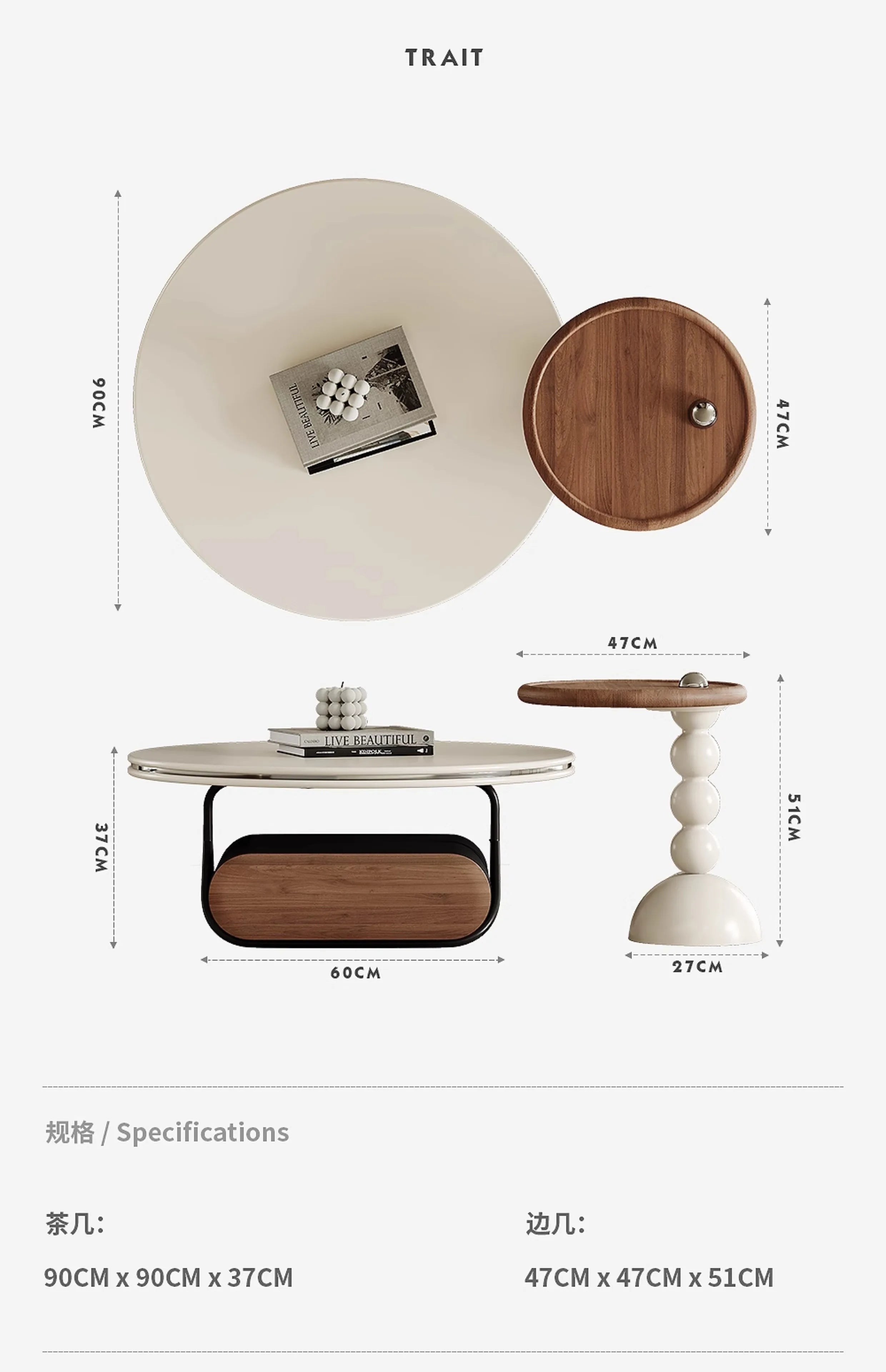 Round Luxury Coffee Table Corner Designer Cool Minimalist Tables Books Premium Mesas De Centro Para Sala Home Furniture