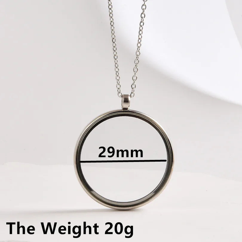 1Pc Inner Size 10-40mm Round Glass Memory Coin Holder Locket Pendant Necklaces Floating Living Relicario Collares Jewelry Bulk