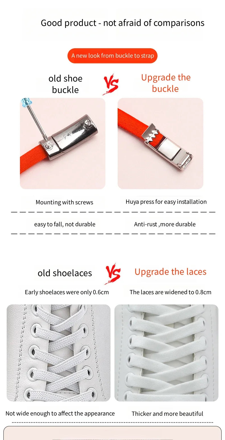 Magnetic Lock Shoe Laces without Ties Elastic Laces Sneakers Kids Adult 8MM Widened Flat No Tie Shoelaces for Shoes Accessories