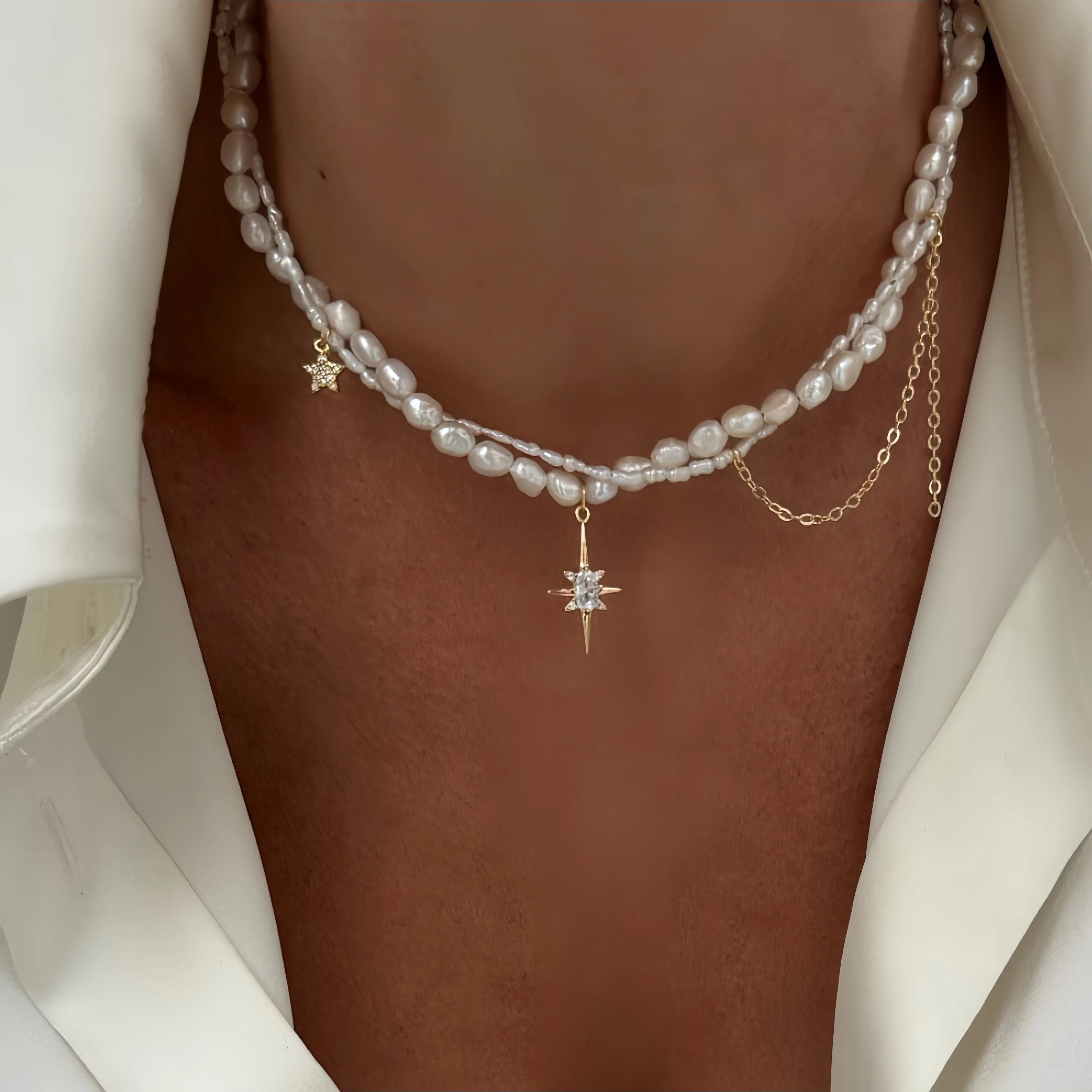 Minimalist Pearl Necklace for Women New Style Luxury Sensation Tassel Cold Tone Feng Shui Xiaomi Bead French Collar Chain