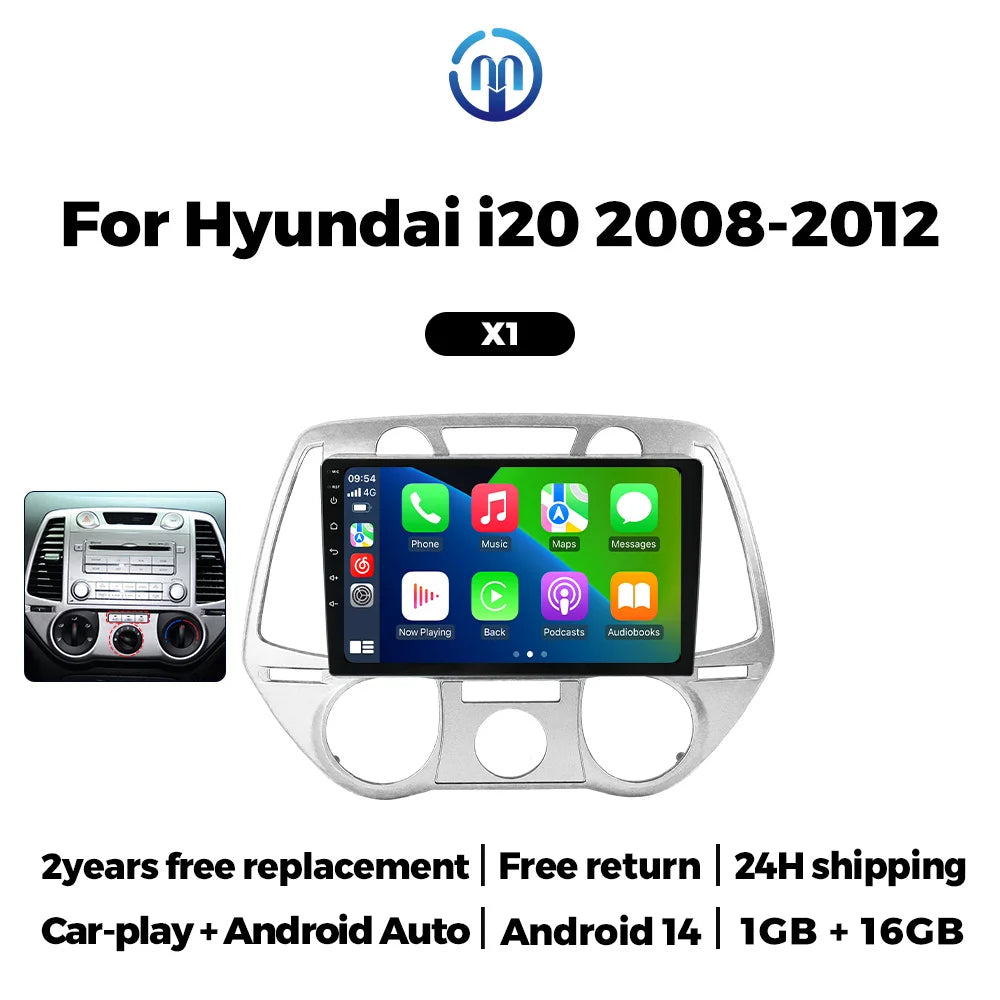 MEKEDE Android 15 Autoradio Head Unit 2 Din Car Radio Stereo Navigation Carplay For Hyundai i20 2008-2012 Car multimedia player