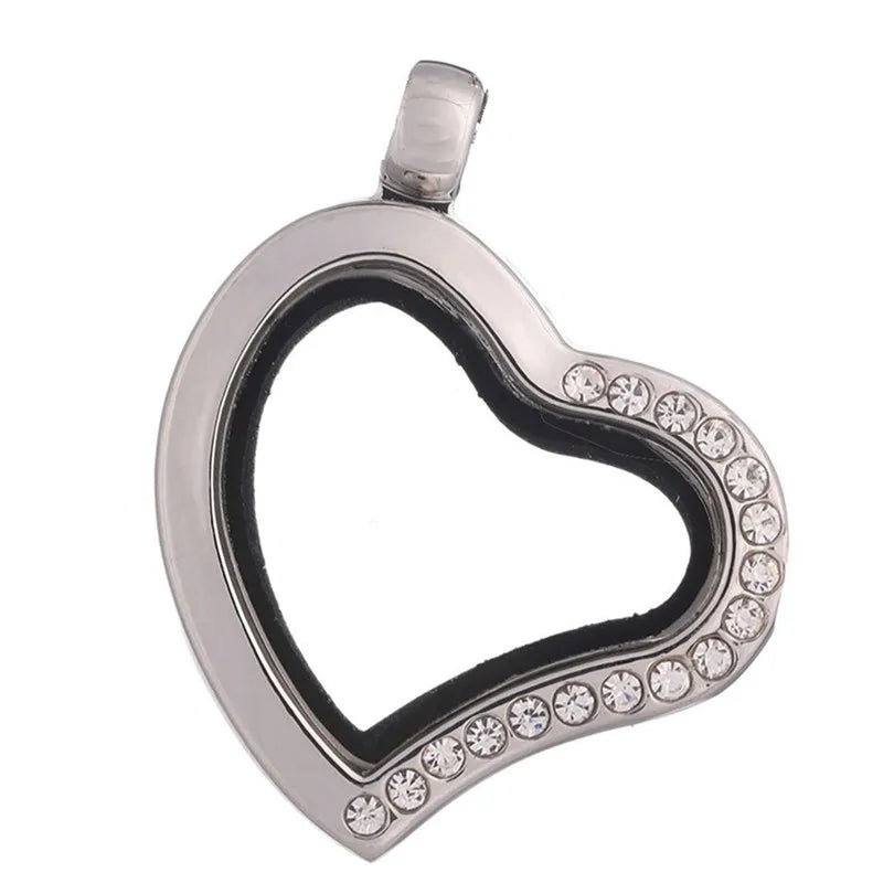1Pc Punk Heart Round Memory Reliquary Photo Medaillon Pendant Glass Geometric Cremation Ashes Floating Locket кулон Jewelry