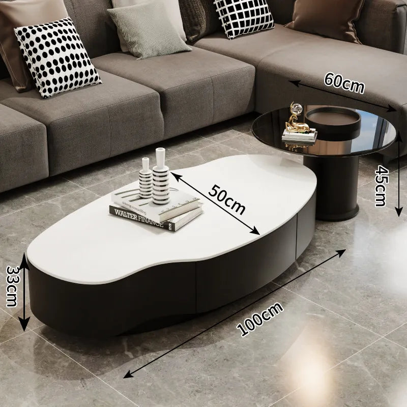 Special-shaped Coffee Tables Modern Luxury Service Sedentary Black Side Tables Storage Lounge Center Mid Century House Furniture
