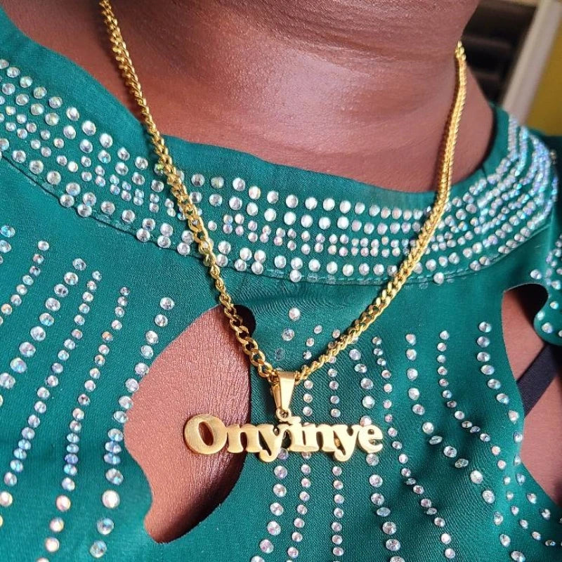 Custom Movable Big Name Pendant Necklace Stainless Steel Cuban Chain Nameplate Personalized Necklace For Women Fashion Jewelry