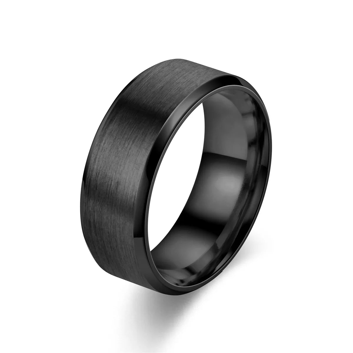 8MM Classic Stainless Steel Ring For Men Women 7 Color Double Inclined Plane Matte Wedding Band Couples Rings Fashion Jewelry