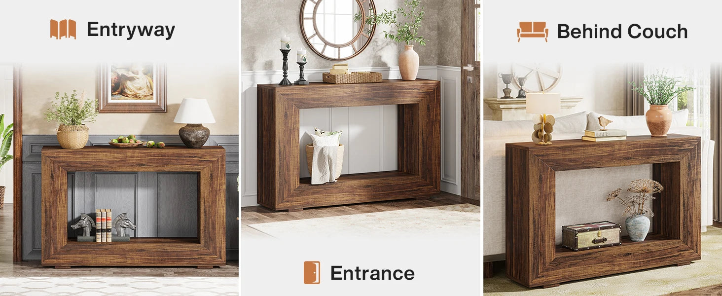 Tribesigns 47" Farmhouse Console Table with Storage, Industrial Hallway Sofa Table for Entryway, Living Room