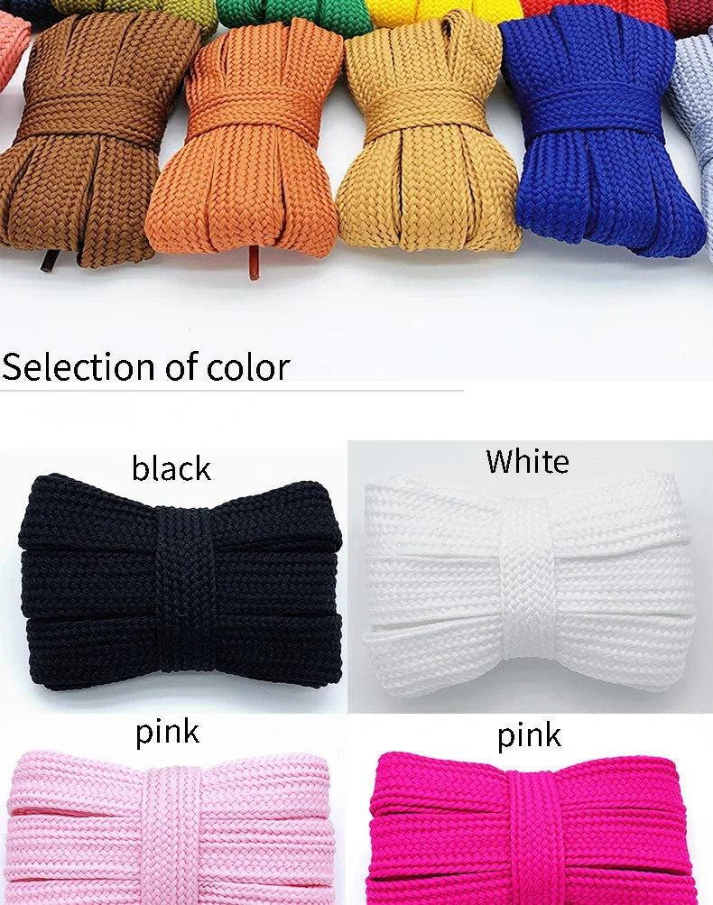 New 2cm wide fashion laces men and women sneakers flat shoes casual shoes lace length 100/120/140/160cm shoelace 18 color