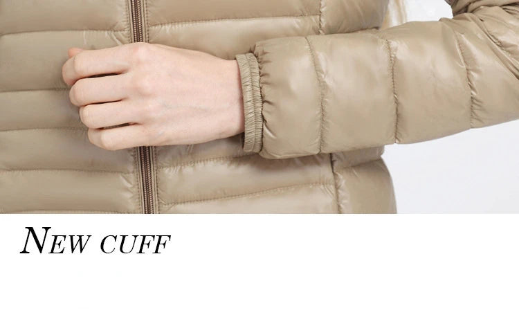 Women Long Warm Light Down Jacket Ladies Fashion Hooded with Portable Storage Bag Puffer Coats Women's Overcoats Hip-Length Coat