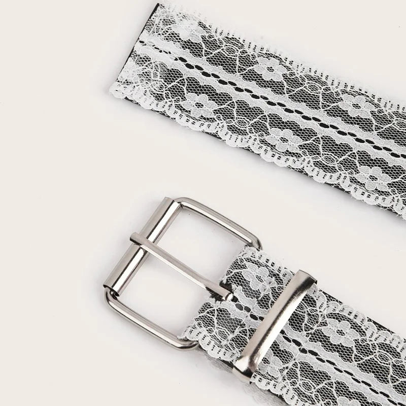 Korean Y2k Lace Waistband Female Floral Elegant Waist Belt For Women 3.8cm Wide Dress Jeans Belt Spicy Girls