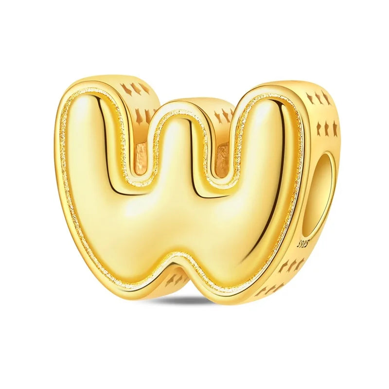 New Hot Sales 925 Sterling Silver 26 Golden Letters Charms Bead Fit Original Bracelet DIY Women Birthday Jewelry Gifts