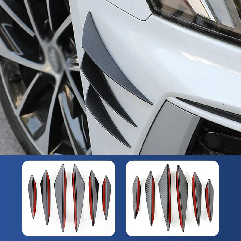 BLALION  6pcs Universal Front Bumper Lip Decoration Diffuser Splitter Fins Body Spoiler Canards Valence Chin Car Tuning Canard