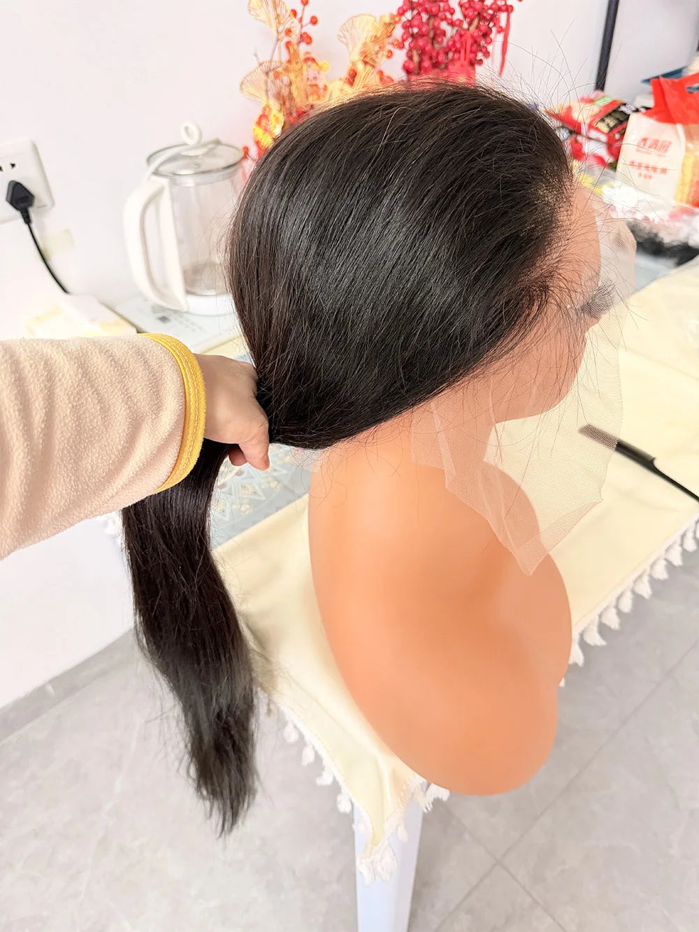 Smooth Silky Long Straight Glueless Full Lace Front Human Hair Wigs For Women Cambodian Raw Virgin 13x4 13x6 Hd Bone Straight Transparent Lace Front Wig Human Hair 40 42 Inch 300 Density Silky Straight HD Lace Frontal Wig Pre