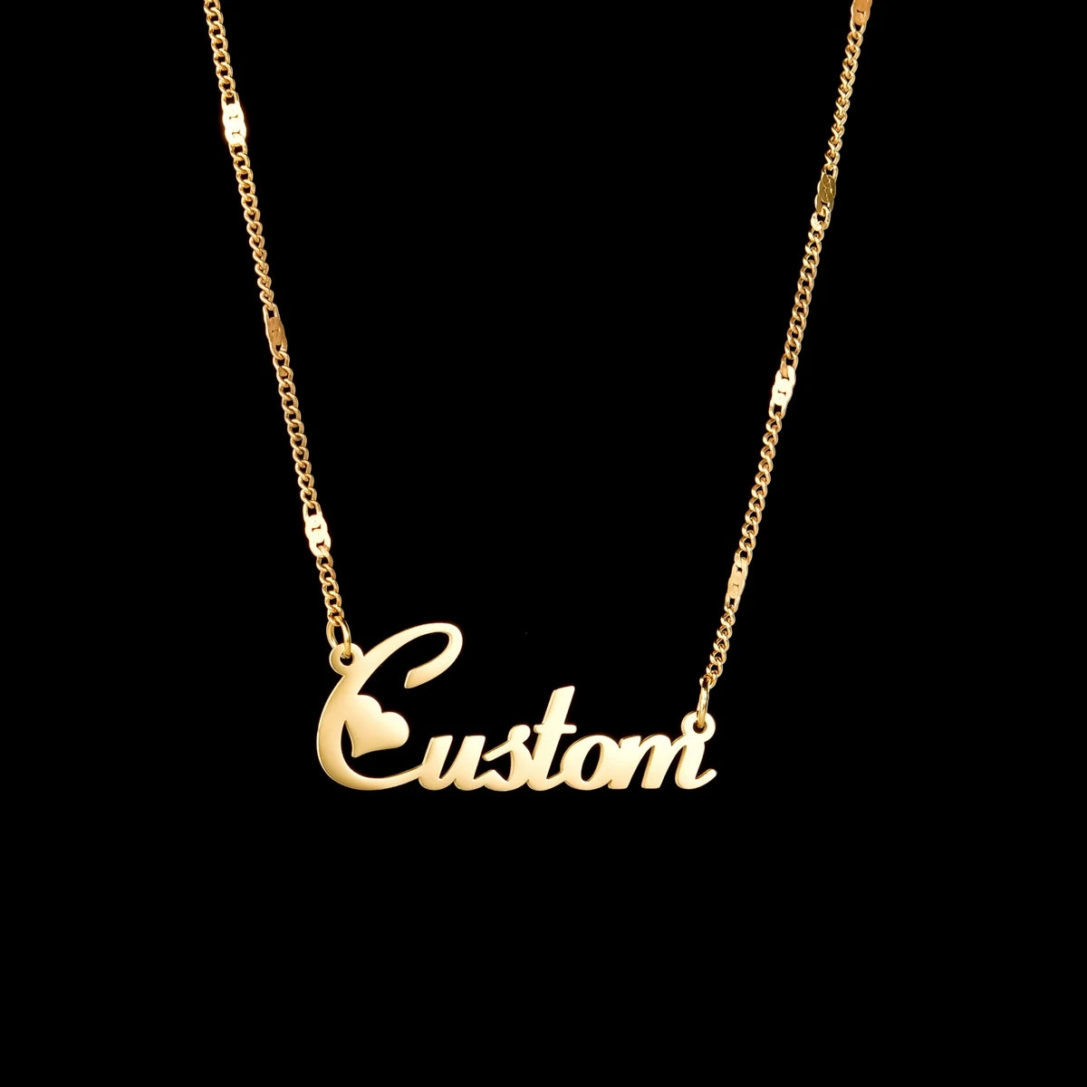 Atoztide Personalized Custom Name Necklaces for Women Stainless Steel Wave Chain Collares Pendant Mother Kids Jewelry Gift