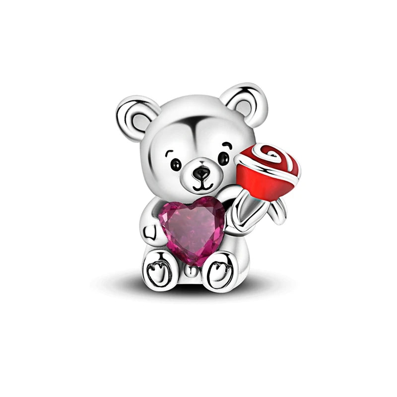 MULA Pink 925 Sterling Silver Charms Pendant Perfume Dreamcatcher Heart Love Beaded Fit Original Bracelet Women DIY Jewelry Gift
