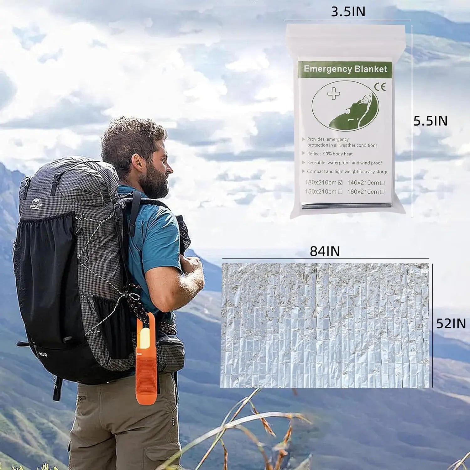 5-30Pc Outdoor Emergency Gold-Sliver Survival Blanket Waterproof First Aid Rescue Curtain Foil Thermal Military Blanket130X210Cm