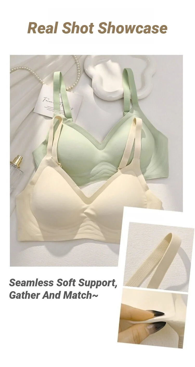 Small Breast Seamless Bra Women'S Push-Up Comfortable Non-Underwire Soft Support Closed Underwear For Women With Breasts No Rims