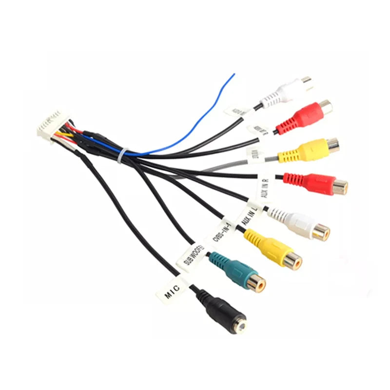 ESSGOO Car Radio 3.5mm Microphone Subwoofer Wires Mic 20 Pin RCA Cable For Android Stereo Output Subwoofer Kit