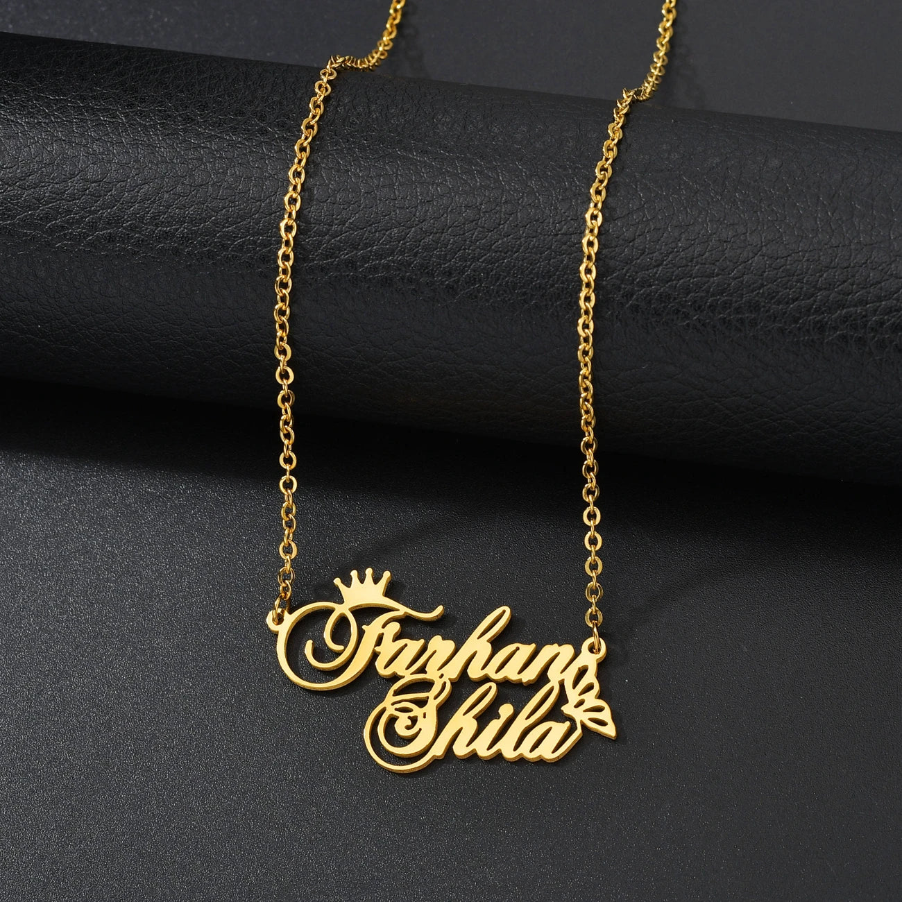 Atoztide Personalized Custom 2 Names Pendant Necklace for Women Stainless Steel Stone Heart Fashion Christmas Jewelry Gift