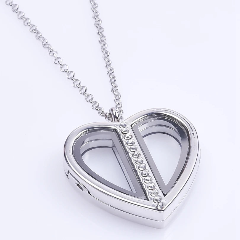1Pc Trendy Sweet Love Glass Reliquary Photo Locket Pendant Necklaces Goth Heart Cremation Ashes Urn Relicario Collares Jewelry