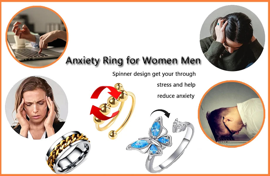 Ethnic Fashion Daisy Flower Anxiety Ring Adjustable Women Girls Worry Stress Relief Jewelry Spinning Fidget Rings Party Gifts