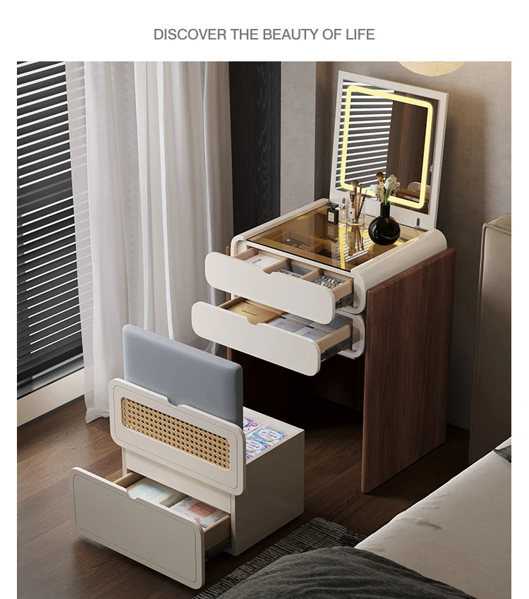 Dressing Table Bedroom Minimalist Design New Mini Bedside Table Storage Elegant Stylish Coiffeuse Maquillage Meuble Furniture