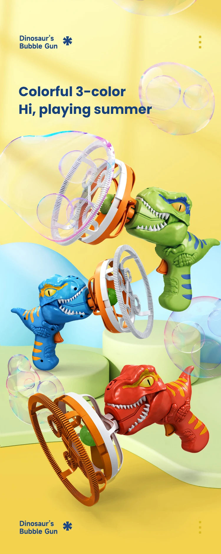 2 In 1 Large Bubbles Dinosaur Soap Bubble Electric Gun Toy Children's Outdoor Party Interactive Games for Kids Boys Girls Kids