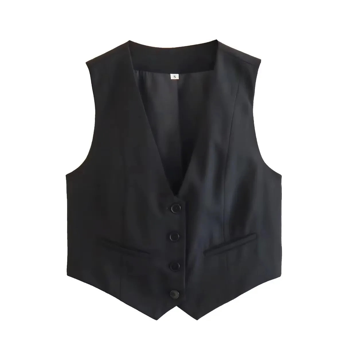 HH Women Fashion Solid Suit Vest Sleeveless Cropped Waistcoat Tops Vests Spring Summer Casual Office Lady Chic Tops