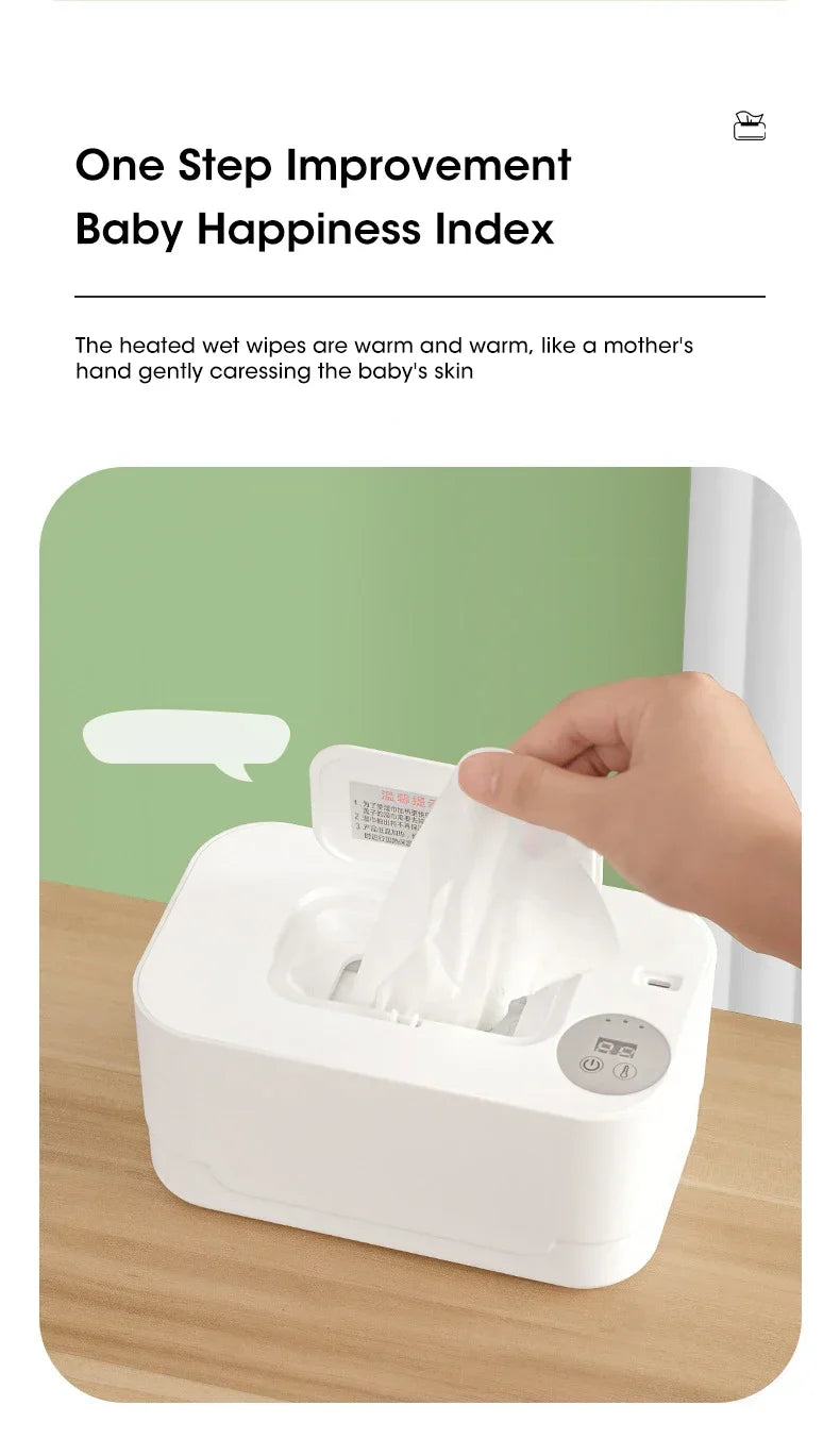 Baby Wet Wipe Heater Warmer with LED Display Wet Towel Dispenser Portable USB Baby Wipe Warmer Napkin Heating Box Home/Car