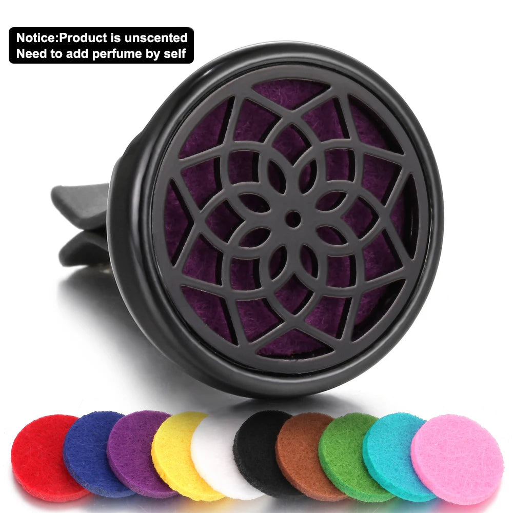 Black Perfume Diffuser Clip Auto Vent Car Air Freshener Alloy Stainless Steel Aroma Aromatherapy Essential Oil Diffuser Locket