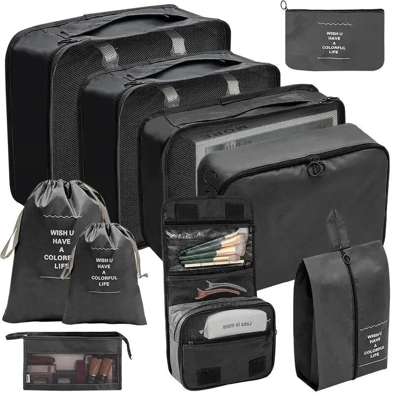 7/10 Pcs Set Travel Organizer Storage Bags Suitcase Packing Cubes Cases Portable Wardrobe Luggage Clothes Shoe Pouch Fold