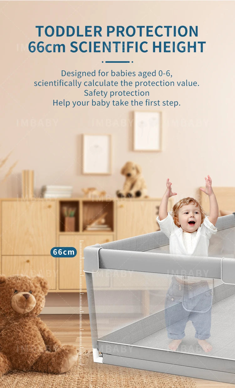 IMBABY Baby Playground 150x180cm Baby Playpen Grey Children's Fence Box with Protective Angle Game Playpen for Children Activity