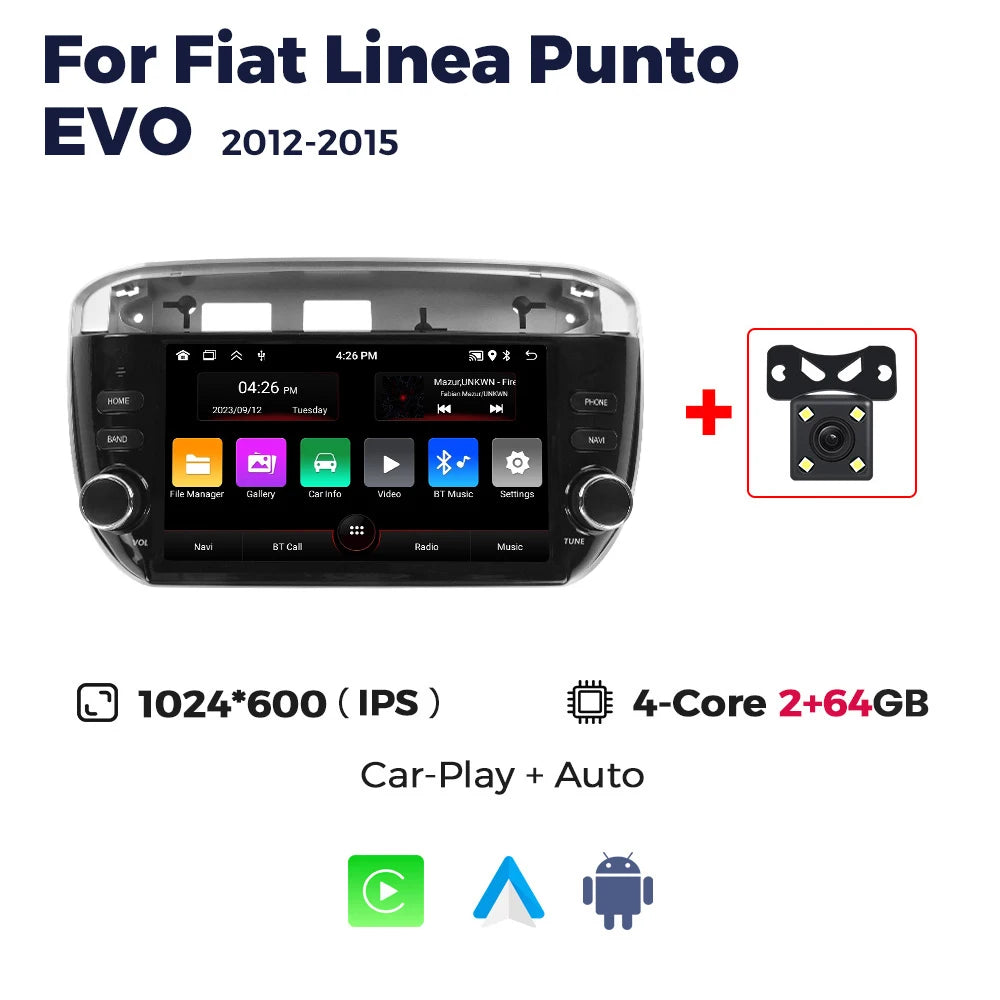 6.2 inch Carplay Android Auto Car Radio For Fiat Linea Punto EVO line 2012-2015 Multimedia Video Player GPS Stereo Head Unit RDS