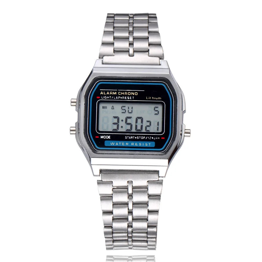 Luxury LED Watches for Men Stainless Steel Gold Sliver Electronic Digital Watch Fashion Business Mens Watch relogios masculino