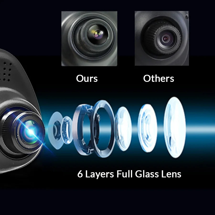 Dash Cam 4.3 inch "mini rear-view mirror digital dashcam, front and rear dual cameras IPS Front and Rear Camera Registrar Black