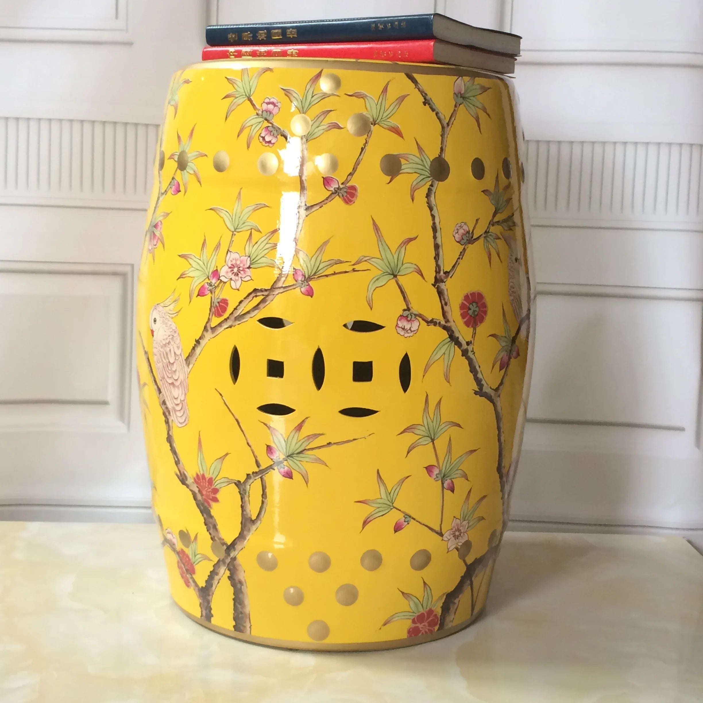 Shoe Changing Stool Flower Bird Ceramic Drum Stool Dressing Antique Drum Sitting Stool Living Room Furniture Luxury Dresser