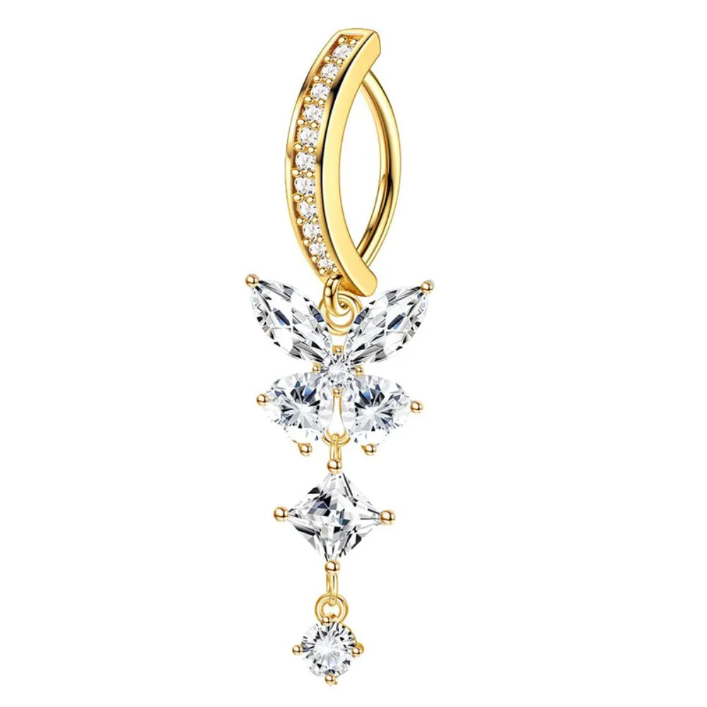 Faux Fake Belly Butterfly Fake Belly Piercing Heart Clip On Umbilical Navel Fake Pircing Moon Star Leaves Cartilage Earring Clip